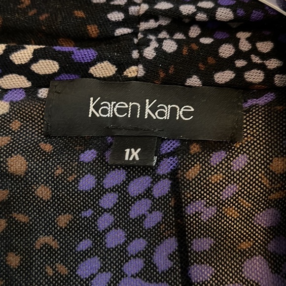 Sheer Stretchy Surplice Deep Neck Long Sleeve Gorgeous Printed Blouse. - Picture 3 of 6